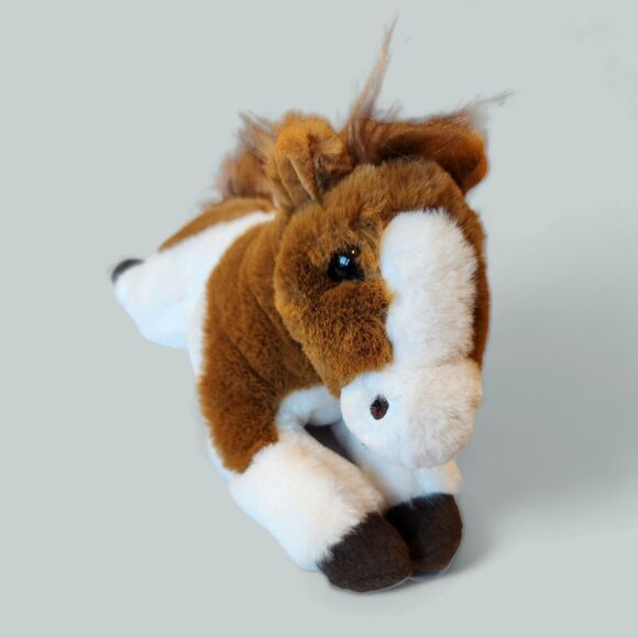 FAO Schwarz Plush Pinto Horse Pony Stuffed Animal Toy 13" Soft Brown And White - Picture 5 of 14